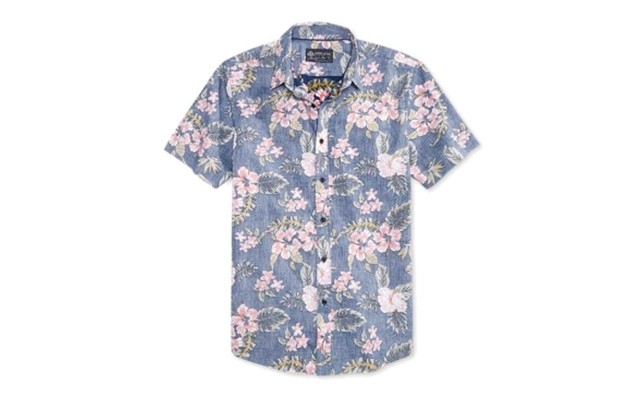  Men’s Tossed Tropics Shirt (Fresh indigo, XXL)