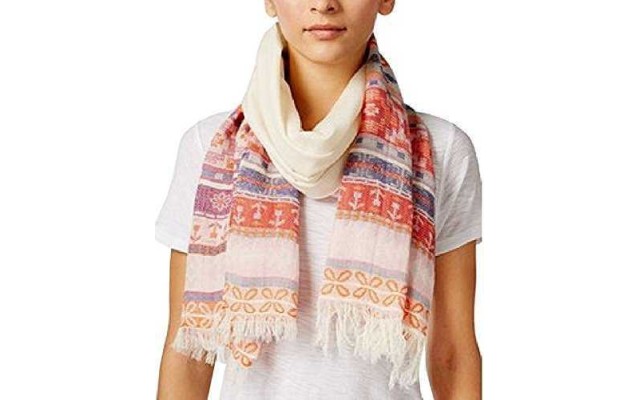 American Rag Mixed-Print Fringe Scarf