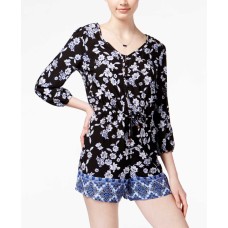American Rag Women's Floral Printed Three-Quarter-Sleeve Romper
