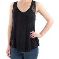 American Rag Womens New 1412 Sleeveless Pocketed Hi-Lo Top Juniors (Black, Small)