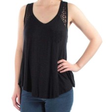 American Rag Womens New 1412 Sleeveless Pocketed Hi-Lo Top Juniors (Black, Small)