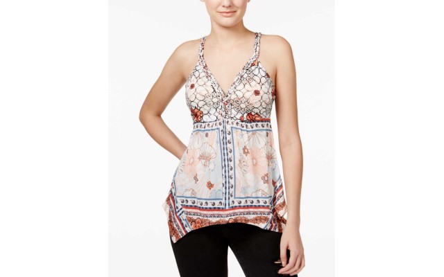  Women's Printed Asymmetrical-Hem T-Shirt Tank Top