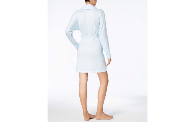  Dolman-Sleeve Ribbed Cuffs Robes (Blue Space Dye, XL)