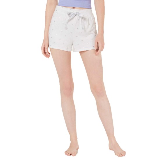  Super-Soft Foil-Printed Pajama Shorts (White, L)