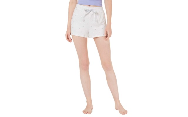  Super-Soft Foil-Printed Pajama Shorts (White, XL)