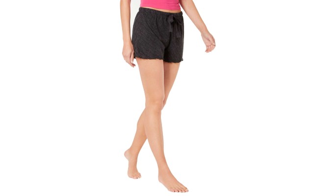  Whisperluxe Waffle Pajama Shorts (Black, XL)