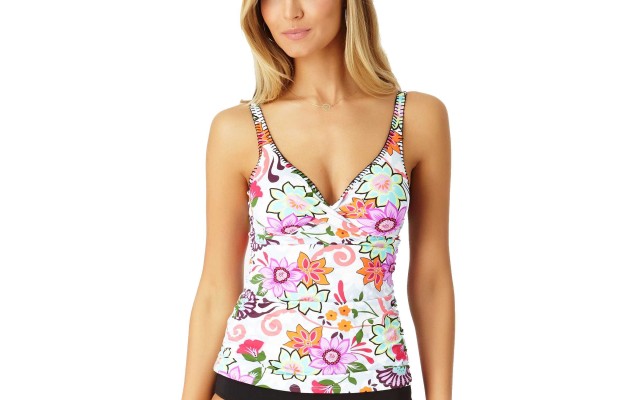  Women’s Fleetwood Floral-Print Underwire Tankini Top (Multicolor, 34B/32C)