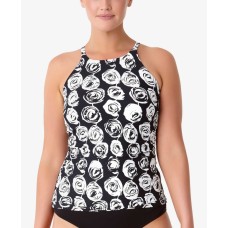 Anne Cole Women's Plus Size Make A Sash High-Neck Top Swimsuit