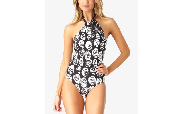  Women’s Signature Coming Up High Neck One-Piece Swimsuit