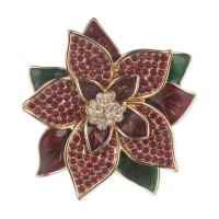 Anne Klein Gold-Tone Crystal Poinsettia Pin Gold