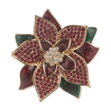 Anne Klein Gold-Tone Crystal Poinsettia Pin Gold