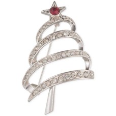 Anne Klein Silver-Tone Crystal Holiday Tree (Silver, One Size)