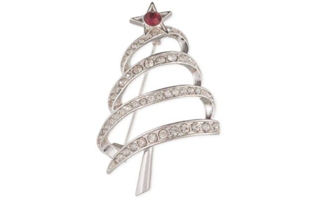  Silver-Tone Crystal Holiday Tree (Silver, One Size)