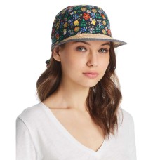 Aqua Floral Printed Scarf Overlay Framer Cap (Black/Multi)