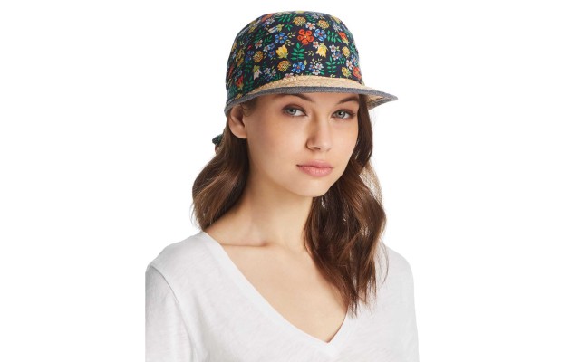 Floral Printed Scarf Overlay Framer Cap (Black/Multi)