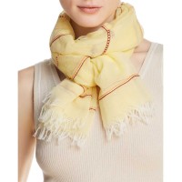 Aqua Women's Embroidered Striped Oblong Scarves, Yellow