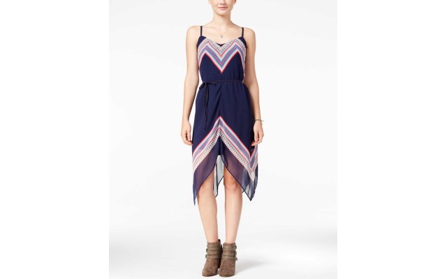  Juniors’ Printed Asymmetrical Dress Size SMALL