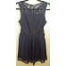  Striped Sleeveless Lace Short Dress (Navy, Large)