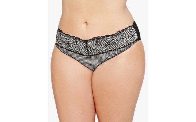  Low-Rise Lace-Waist Bikini (Silver, XL)