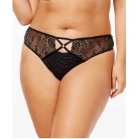 Ashley Graham Women's Plus Size Crisscross-Keyhole Lace Thong Panty