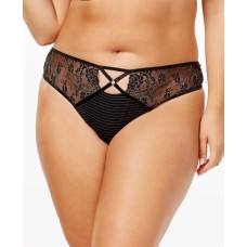 Ashley Graham Women's Plus Size Crisscross-Keyhole Lace Thong Panty