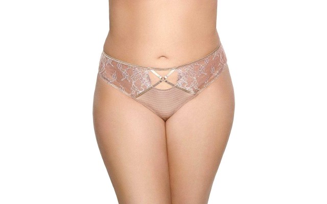  Women's Plus Size Crisscross-Keyhole Lace Thong Panty