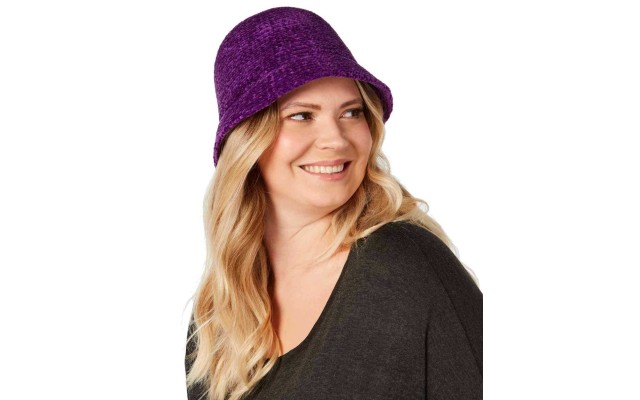  Chenille Cloche (Purple, One Size)