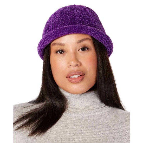  Chenille Roll-Up Hat (Purple, One Size)