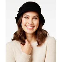 August Hat Company Women’s Wool Blend Bucket Hat Flower Detail Black One Size