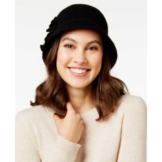 August Hat Company Women’s Wool Blend Bucket Hat Flower Detail Black One Size
