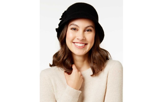  Company Women’s Wool Blend Bucket Hat Flower Detail Black One Size