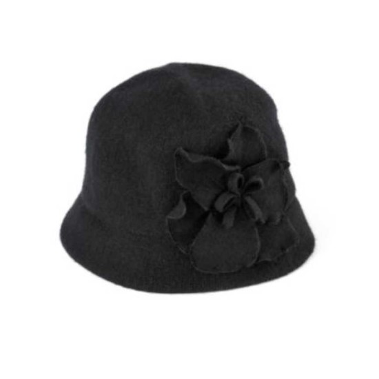  Company Women’s Wool Blend Bucket Hat Flower Detail Black One Size