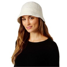 August Hat Crochet Classic Chenille Knit Cloche Hat Cap, White