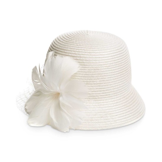  Feather Flower & Netting Cloche (Ivory)