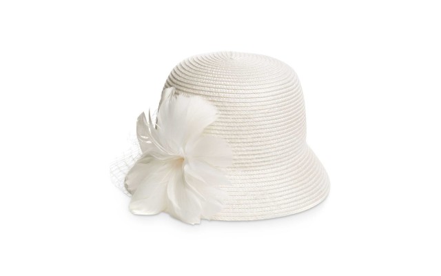  Feather Flower & Netting Cloche (Ivory)