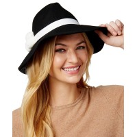 August Hat It Girl 3 Pom Large Fedora, Black, One Size