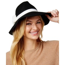 August Hat It Girl 3 Pom Large Fedora, Black, One Size