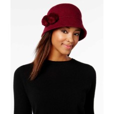 August Hat Melton Pom Pom Cloche-Wine