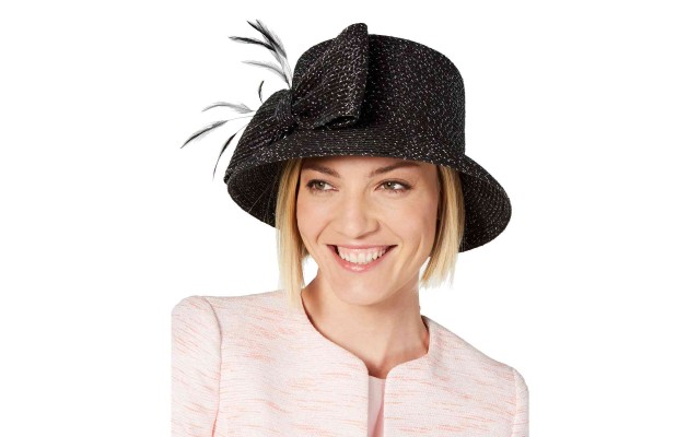  Metallic Bow Cloche (Black, One Size)