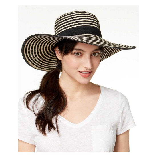  Rose All Day Floppy Hat (Black Natural, One Size)
