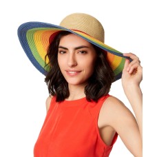 August Hat Roygbiv Floppy Hat (Beige, One Size)