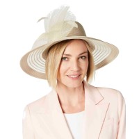 August Hat Sheer Wide-Brim Hat (Light Beige, One Size)