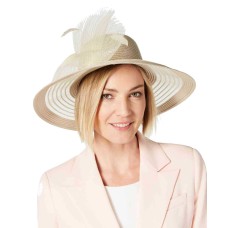 August Hat Sheer Wide-Brim Hat (Light Beige, One Size)