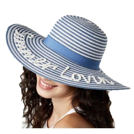  Summer Lovin Floppy Hat (Blue/White, One Size)