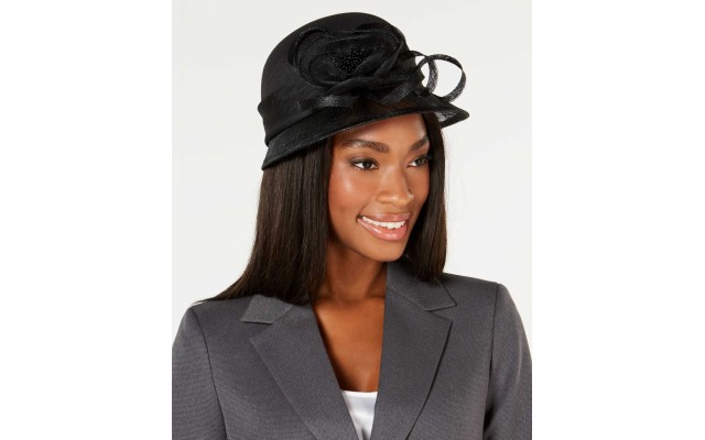  Textured Splendid Sinamay Cloche (Black)