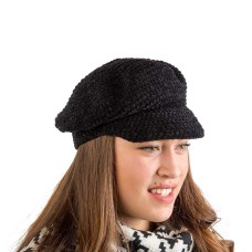 August Hat Women’s Chenille Mod Cap (Black, One Size)