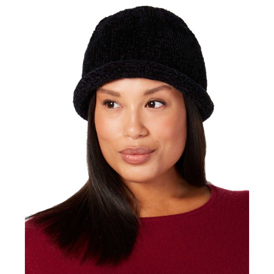  Women’s Chenille Roll-up Hat (Black)