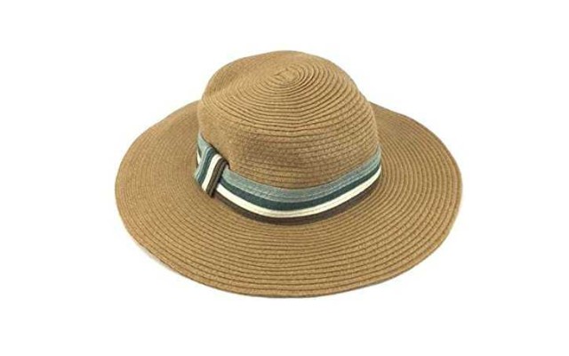  Women’s Floppy Straw Hat With Striped Band