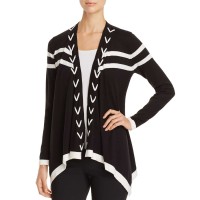 Avec Stitched Open Front Cardigan (Black, S)