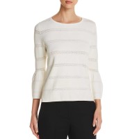 Avec Women's Pointelle Bell Sleeve Blouse Pullover Shirt Tops
